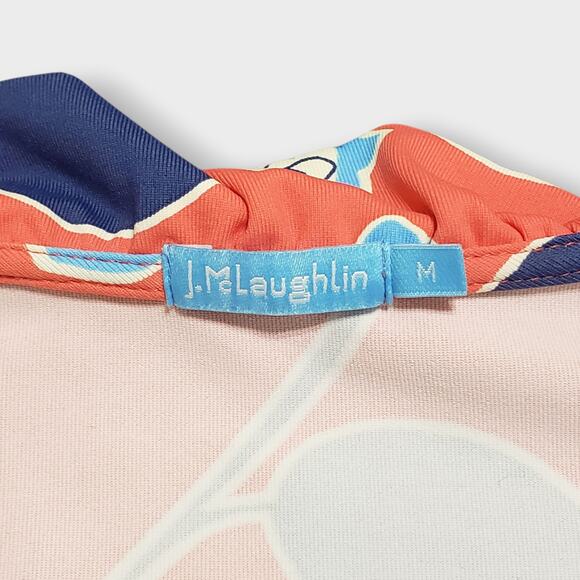 J. Mclaughlin Durham Ruffle Top Catalina Cloth Coral Pink Blue Floral Sz Medium - Picture 5 of 11